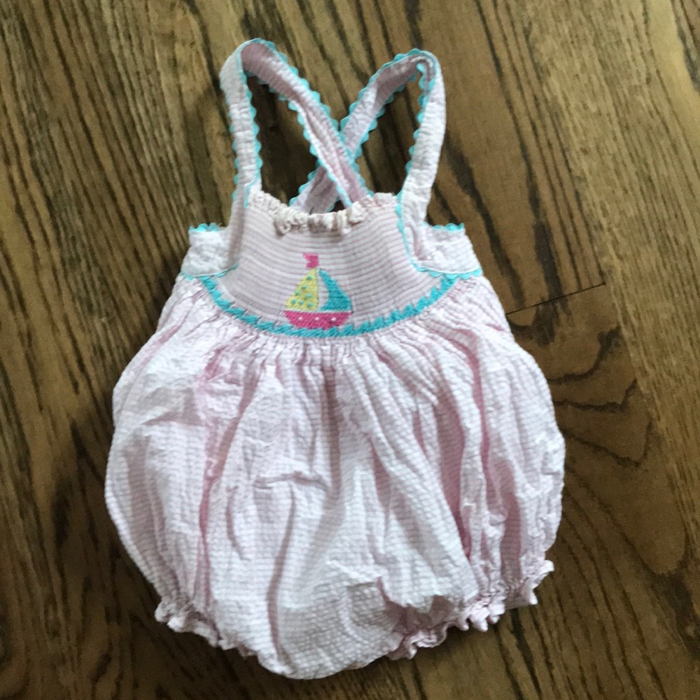 Smocked Sailboat Bubble Outfit - Picture 1 of 5